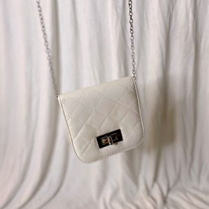 White and silver crossbody bag